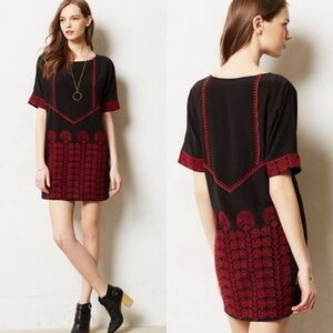 Anthropologie Dress Women Small TINY Flamme Silk Embroidery Boho Southwest Tunic